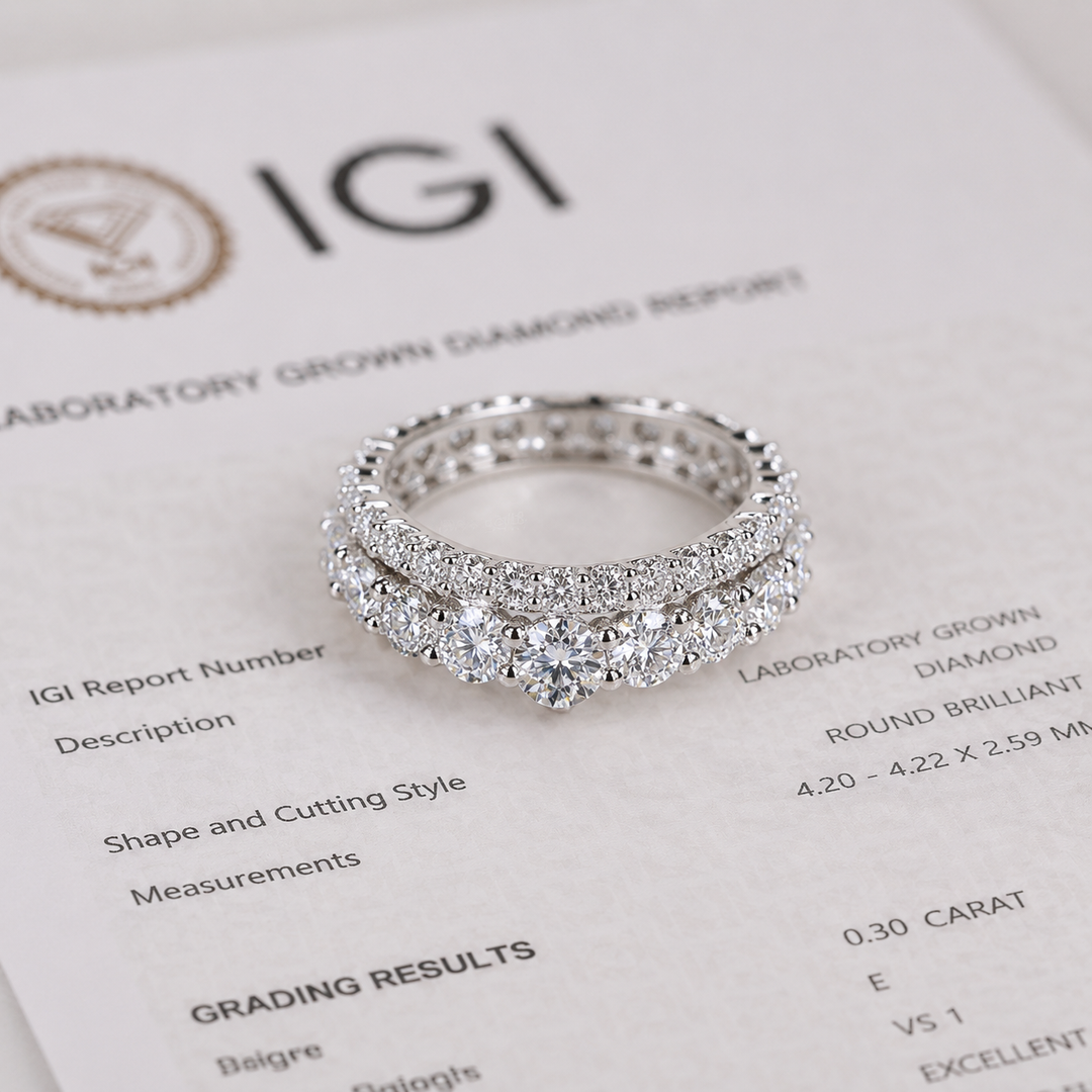 Round Lab Grown Diamond Wrap for Engagement Ring in White Gold