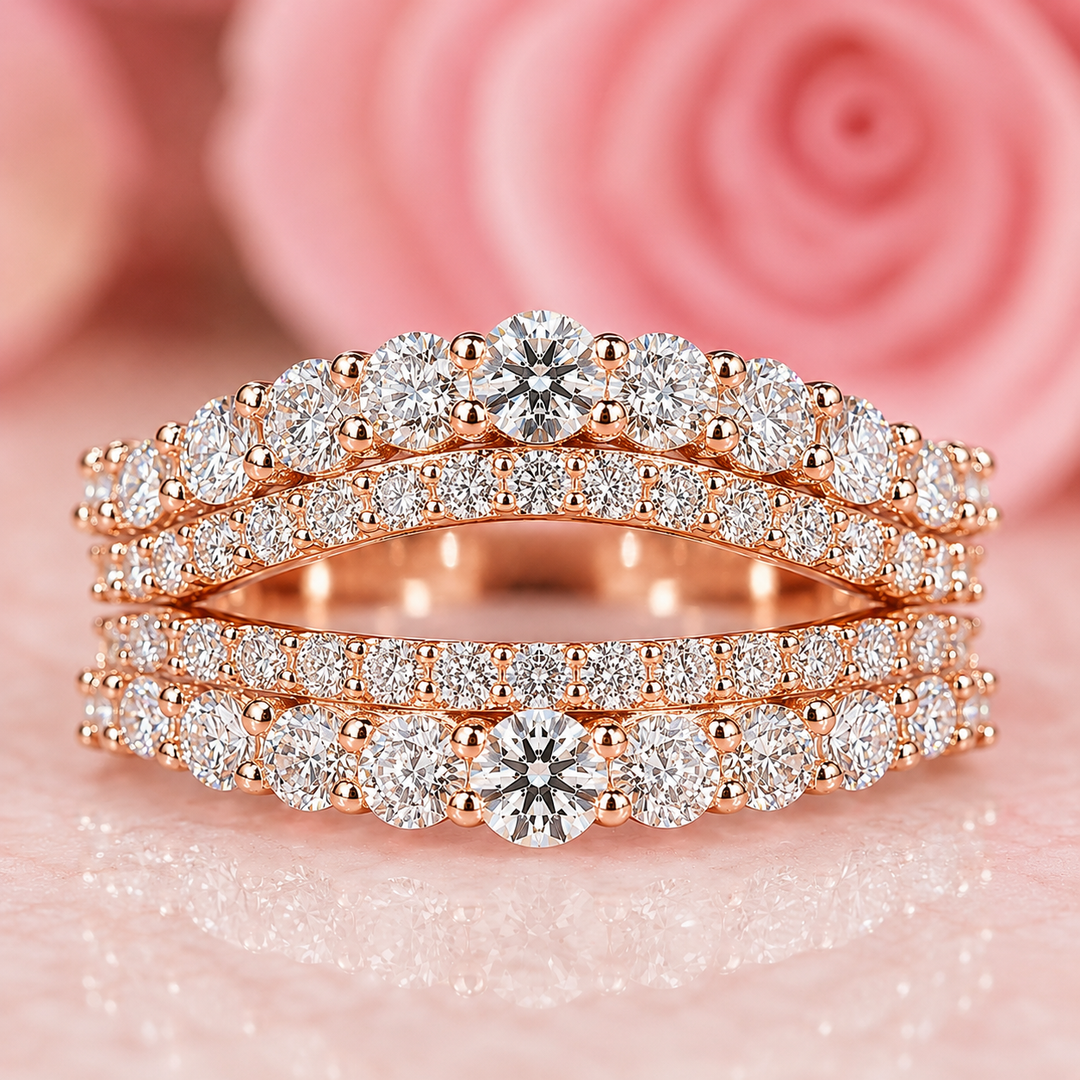 Round Lab Grown Diamond Wrap for Engagement Ring in Rose Gold