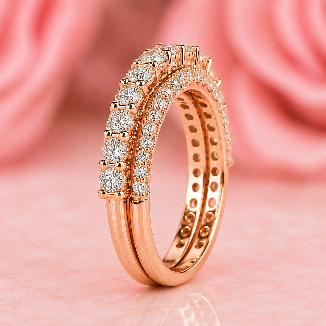 Round Lab Grown Diamond Wrap for Engagement Ring in Rose Gold