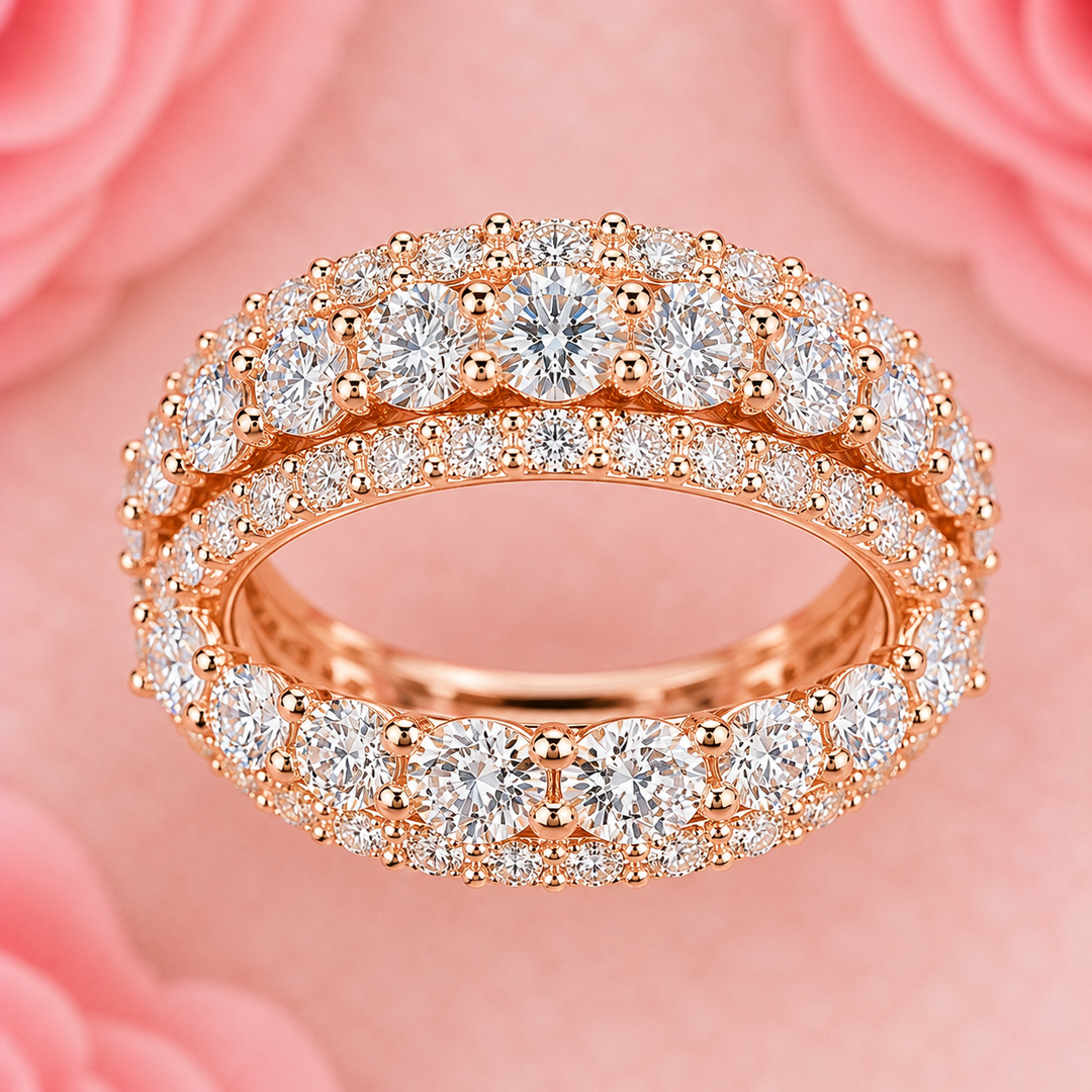 Round Lab Grown Diamond Wrap for Engagement Ring in Rose Gold