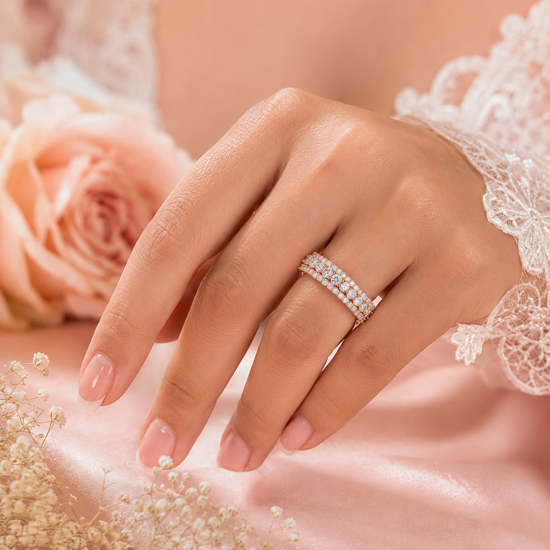 Round Lab Grown Diamond Wrap for Engagement Ring in Rose Gold