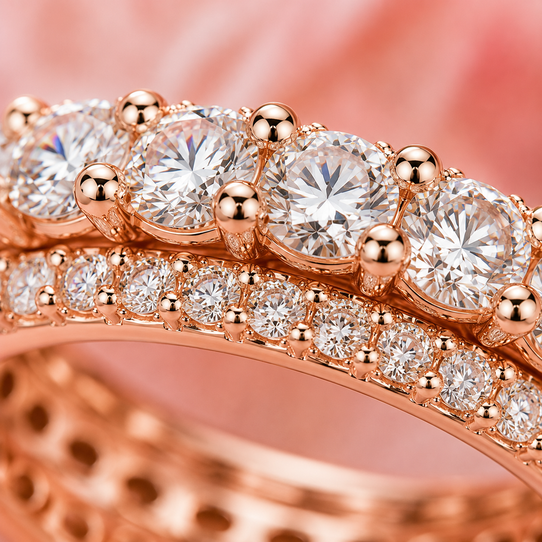Round Lab Grown Diamond Wrap for Engagement Ring in Rose Gold