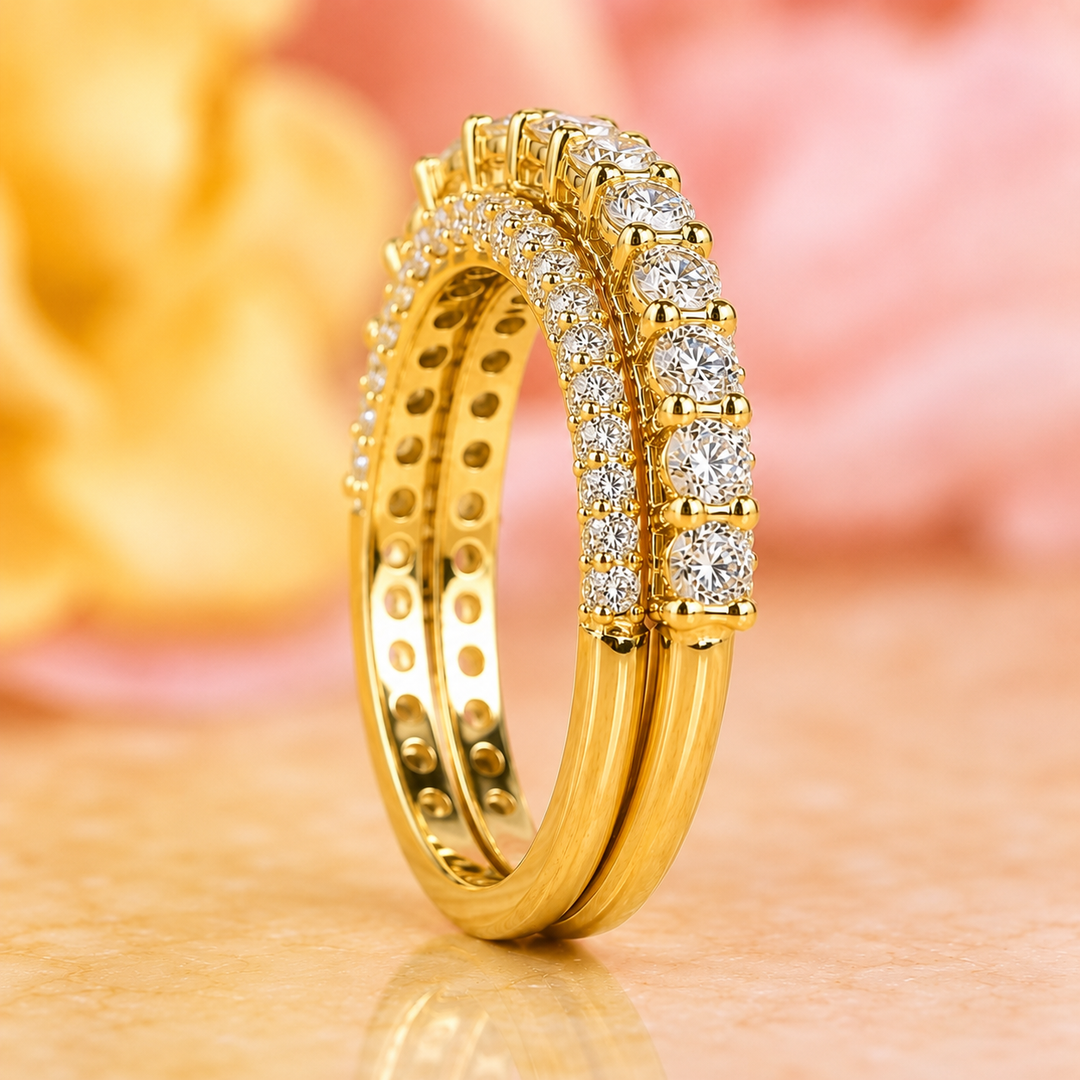 Round Lab Grown Diamond Wrap for Engagement Ring in Yellow Gold