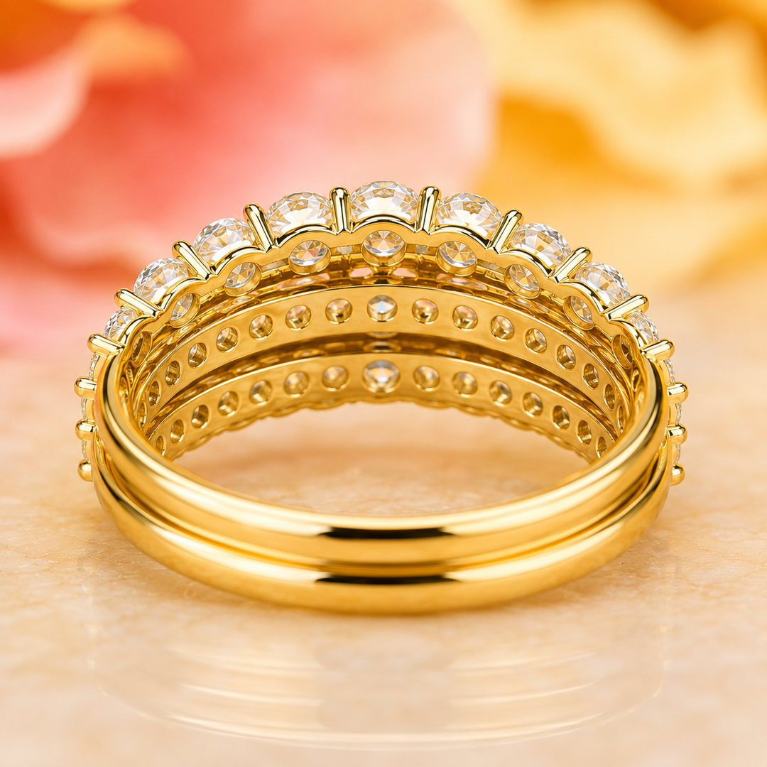 Round Lab Grown Diamond Wrap for Engagement Ring in Yellow Gold