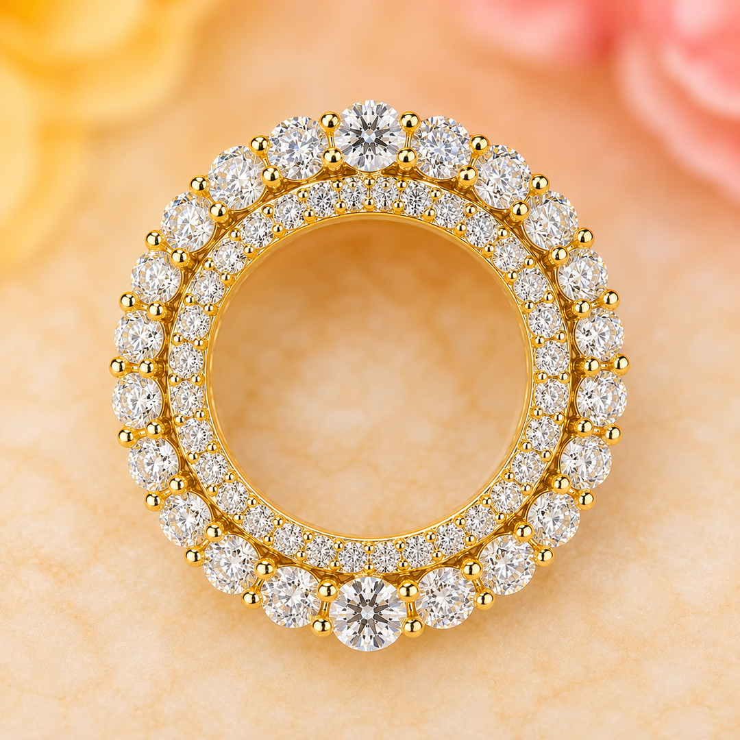 Round Lab Grown Diamond Wrap for Engagement Ring in Yellow Gold