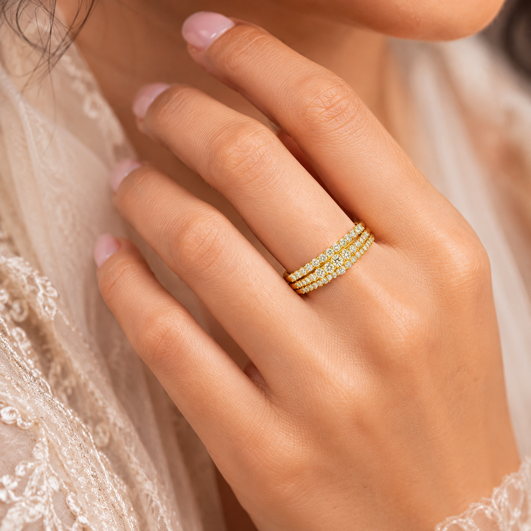 Round Lab Grown Diamond Wrap for Engagement Ring in Yellow Gold