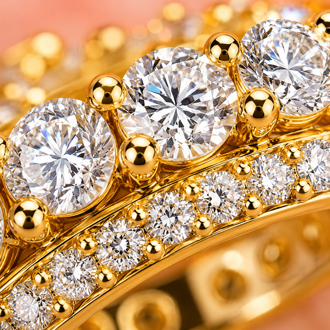 Round Lab Grown Diamond Wrap for Engagement Ring in Yellow Gold