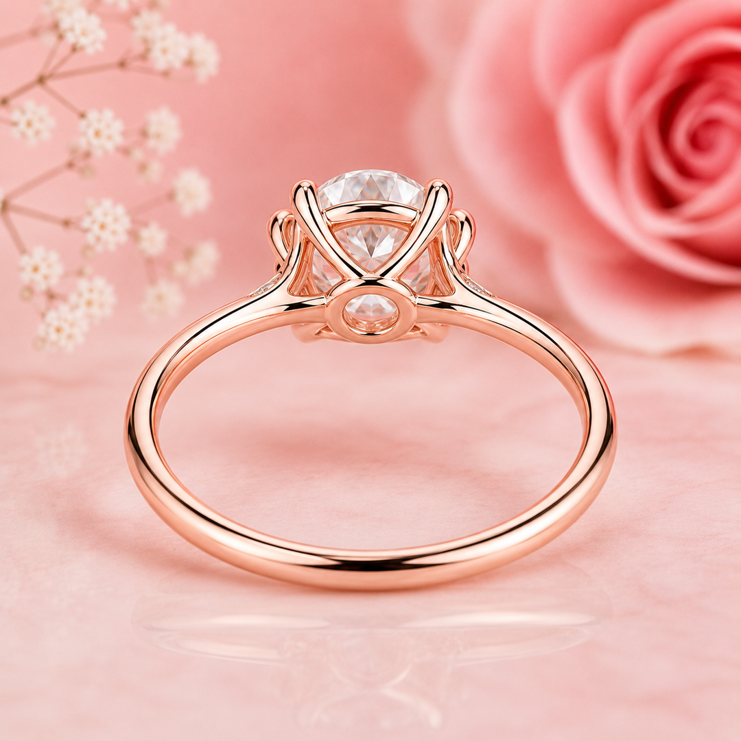 Solitaire Round Lab Grown Diamond Engagement Ring in Rose Gold