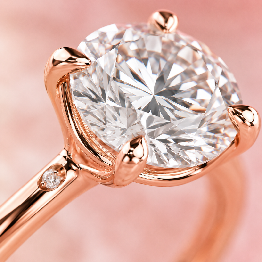 Solitaire Round Lab Grown Diamond Engagement Ring in Rose Gold