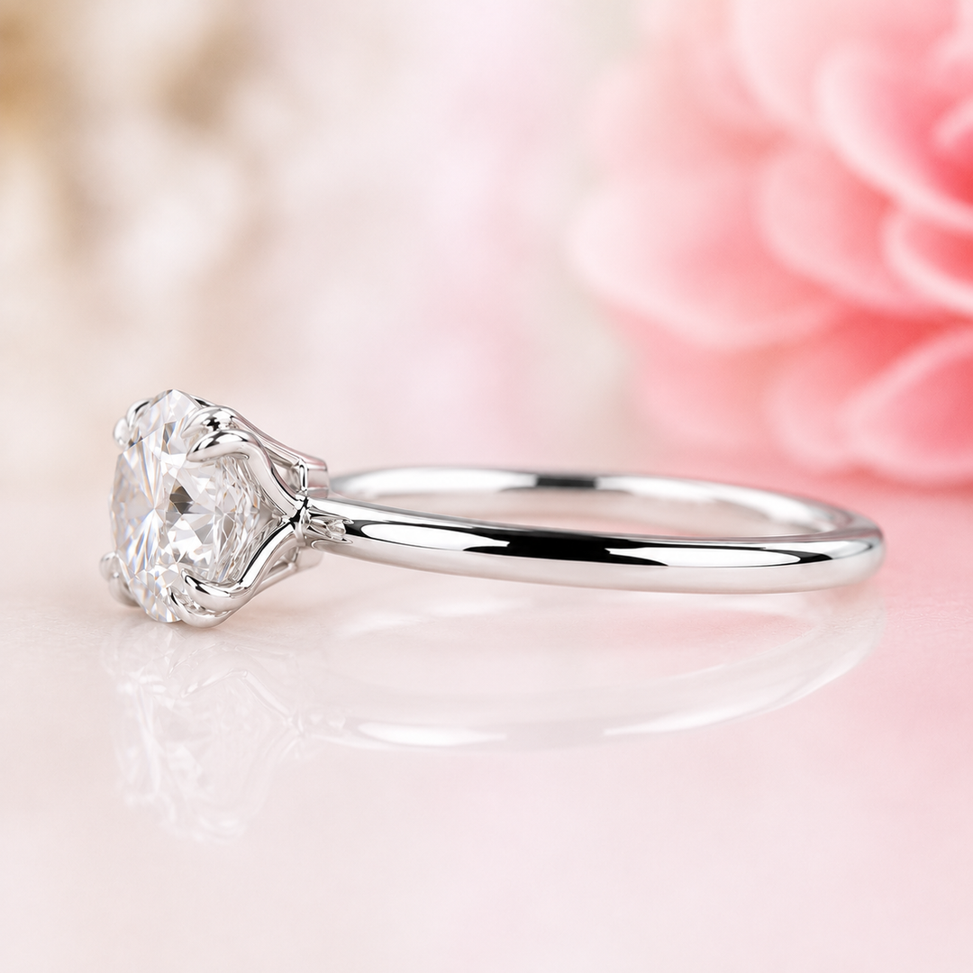 Solitaire Round Lab Grown Diamond Engagement Ring in White Gold