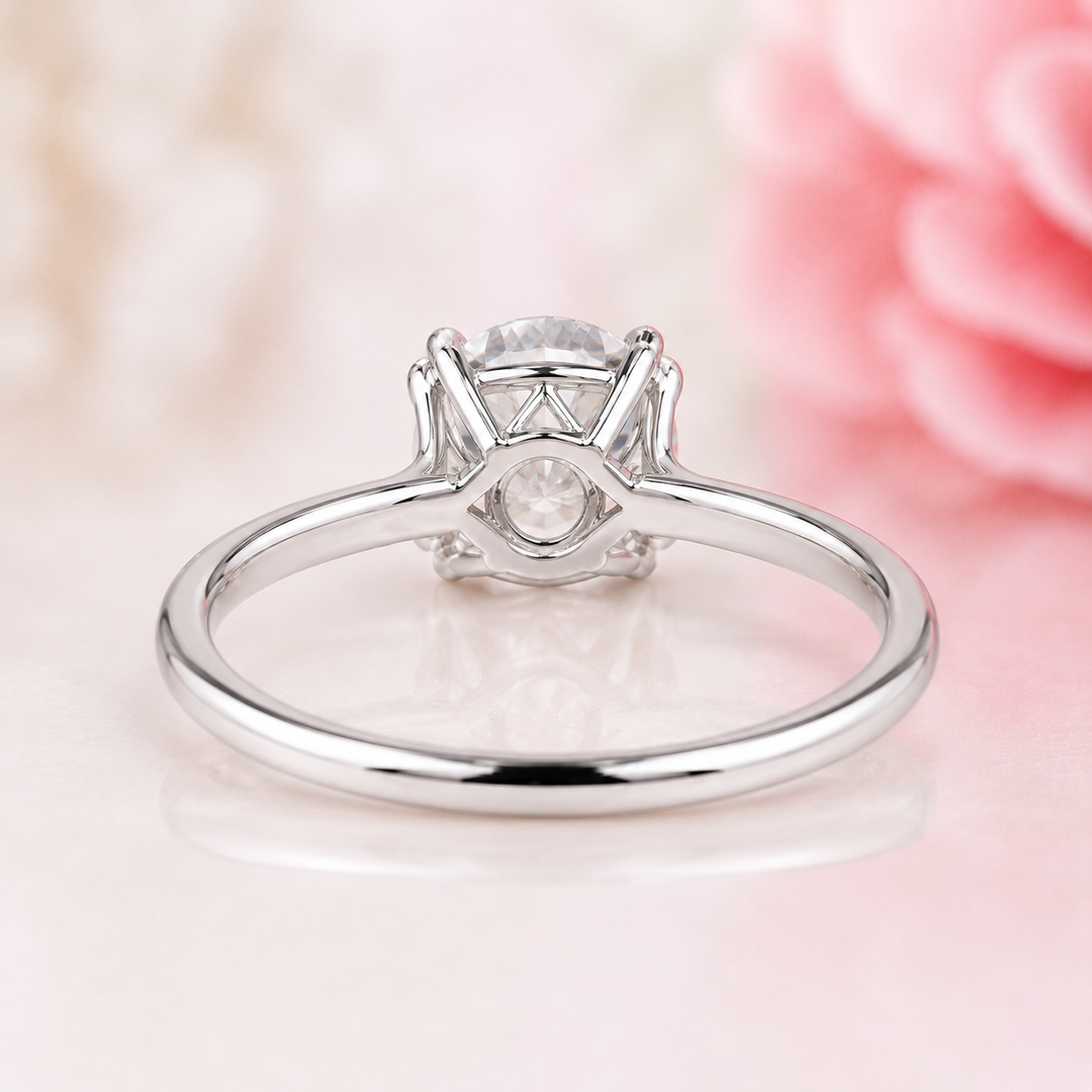 Solitaire Round Lab Grown Diamond Engagement Ring in White Gold