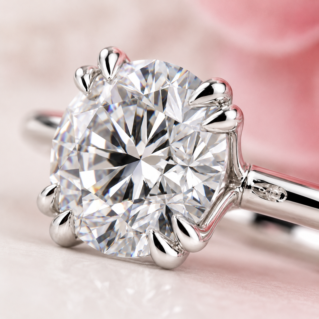 Solitaire Round Lab Grown Diamond Engagement Ring in White Gold
