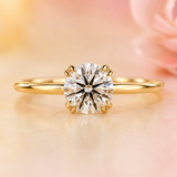 Solitaire Round Lab Grown Diamond Engagement Ring in Yellow Gold