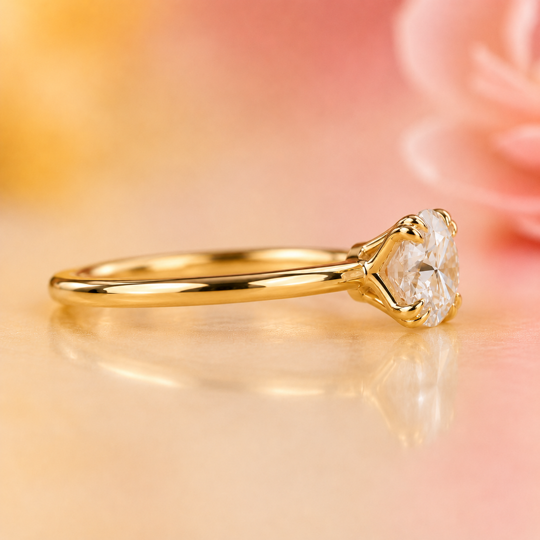 Solitaire Round Lab Grown Diamond Engagement Ring in Yellow Gold