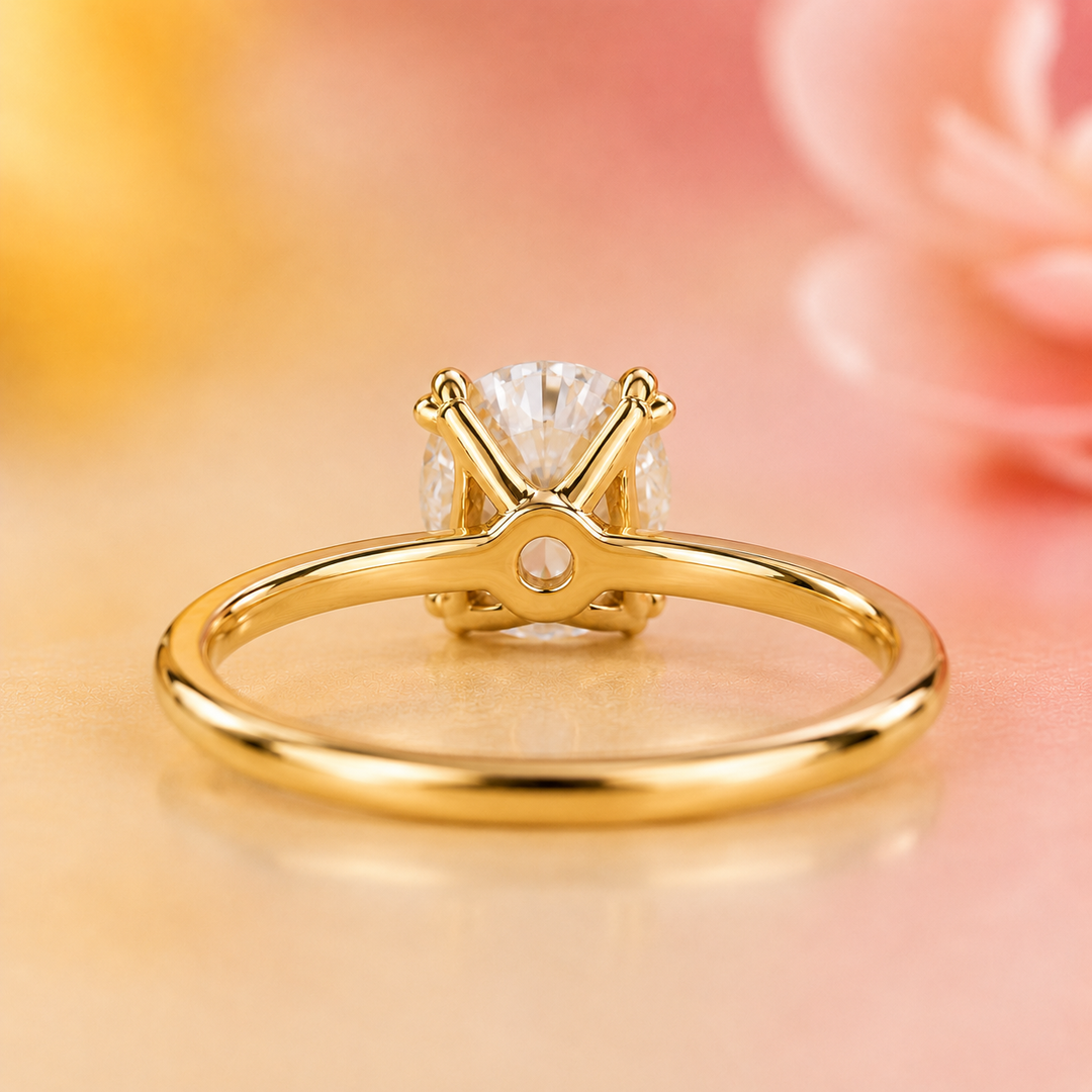 Solitaire Round Lab Grown Diamond Engagement Ring in Yellow Gold