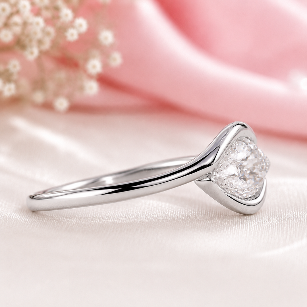 Marquise Diamond Engagement Ring in East West Style in White Gold