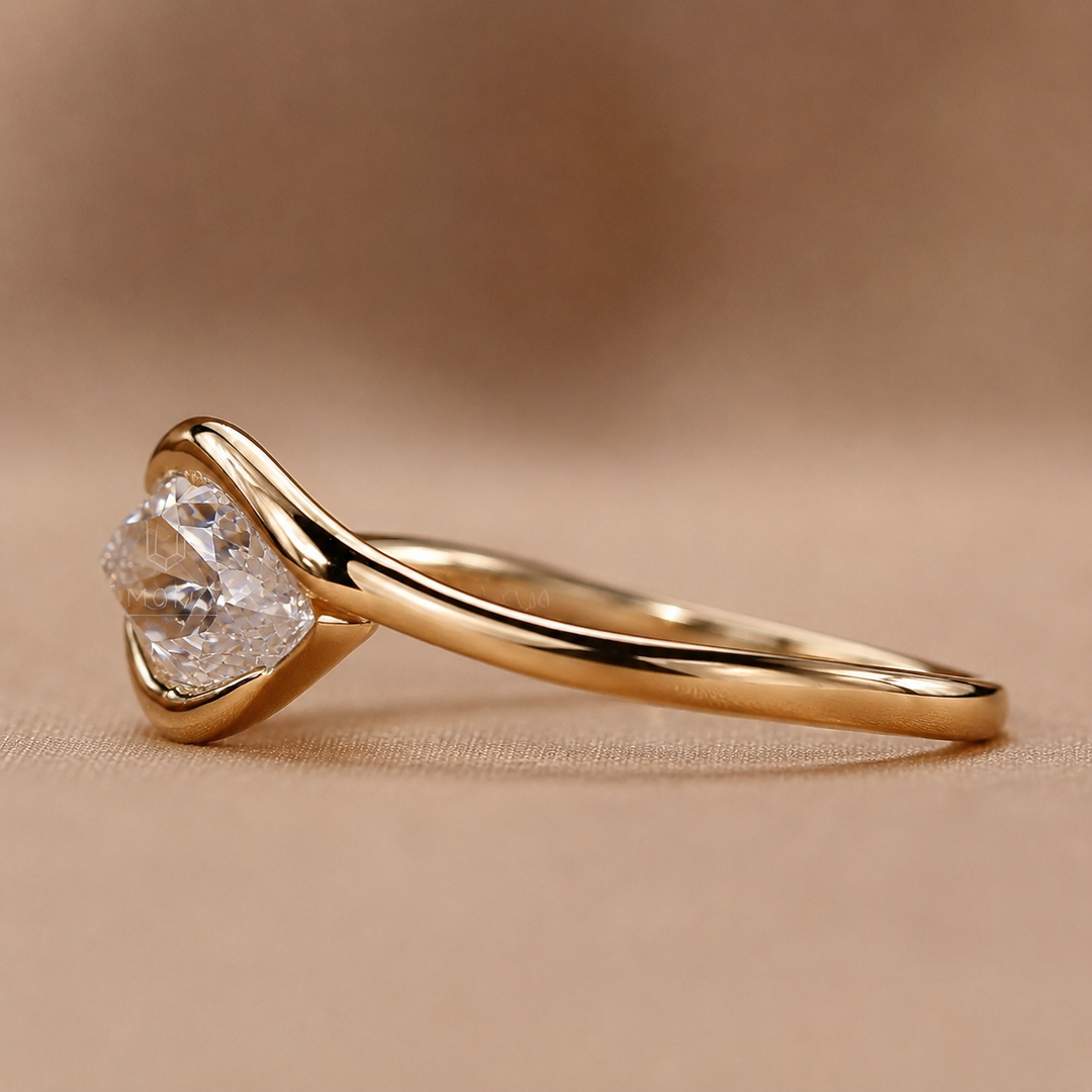 Marquise Diamond Engagement Ring in East West Style in Rose Gold