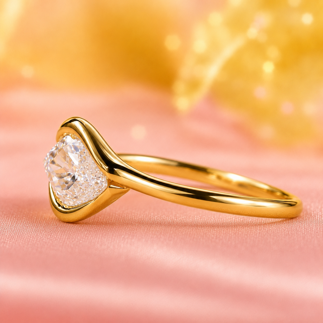 Marquise Diamond Engagement Ring in East West Style in Yellow Gold