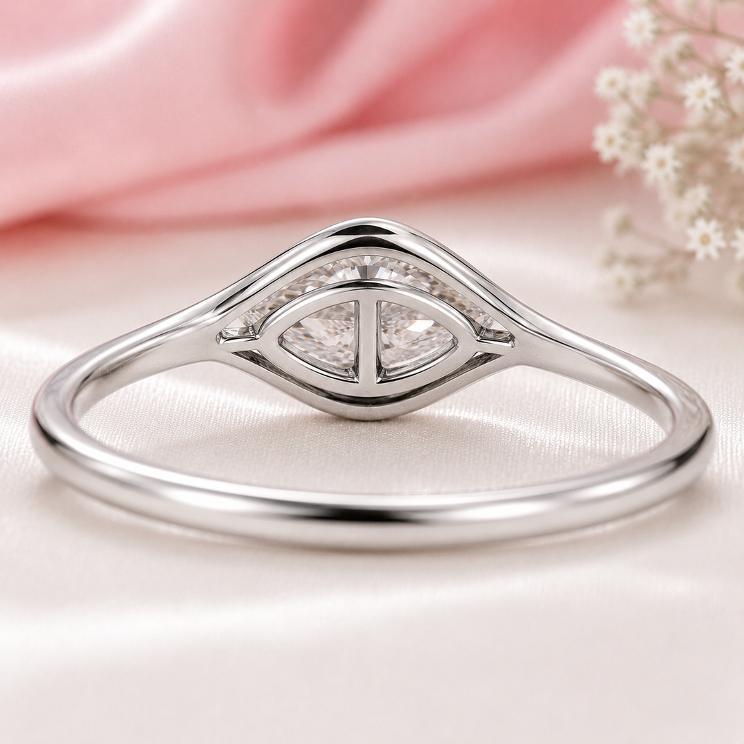 Marquise Diamond Engagement Ring in East West Style in 925 Sterling Silver