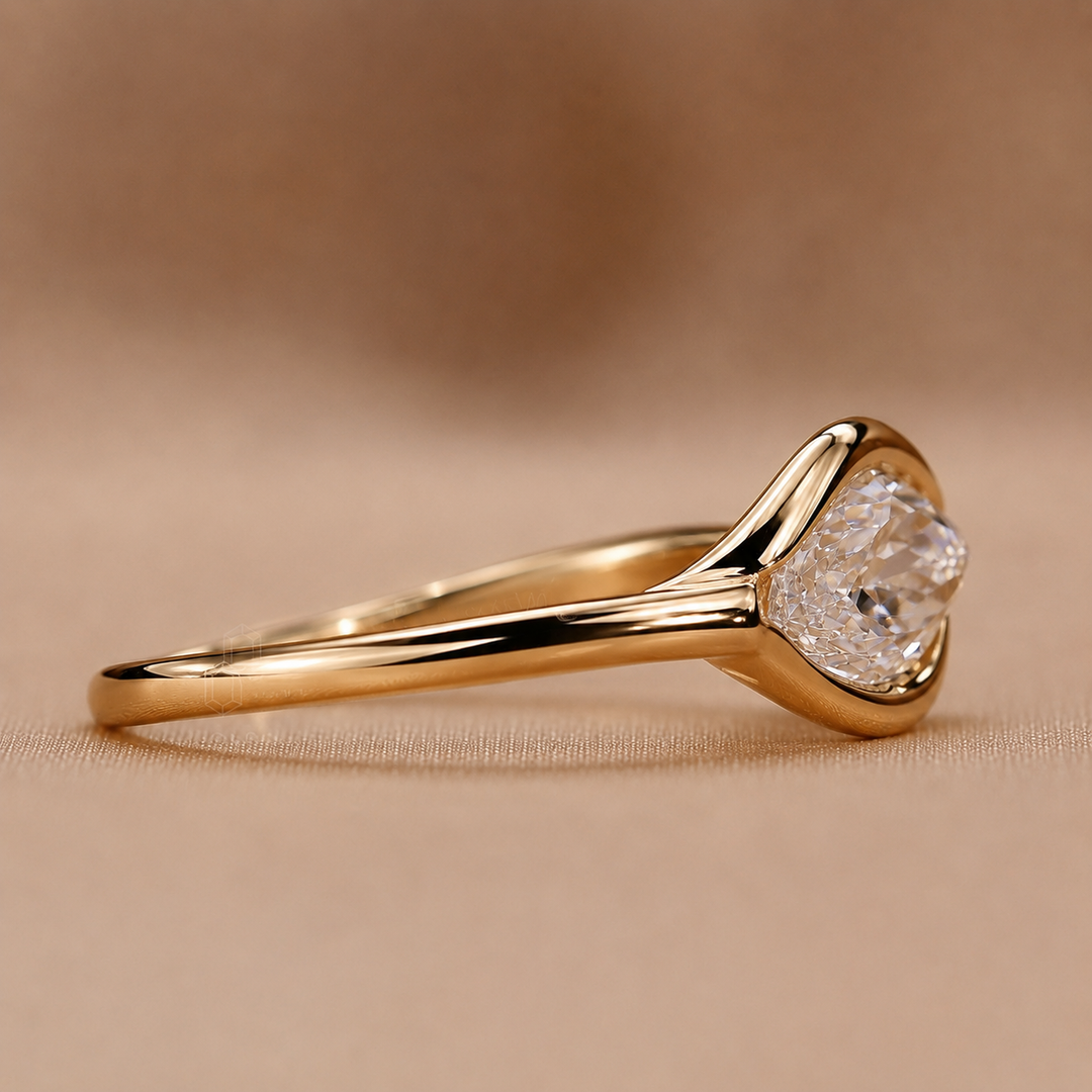 Marquise Diamond Engagement Ring in East West Style in Rose Gold