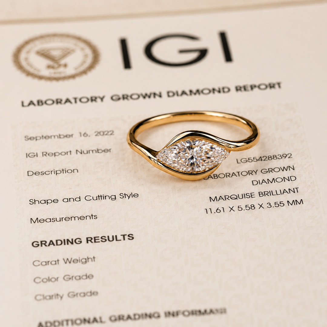 Marquise Diamond Engagement Ring in East West Style in Rose Gold