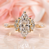 Vintage Engagement Ring with Marquise Cut Diamond in Yellow Gold