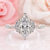 Vintage Engagement Ring with Marquise Cut Diamond in White Gold